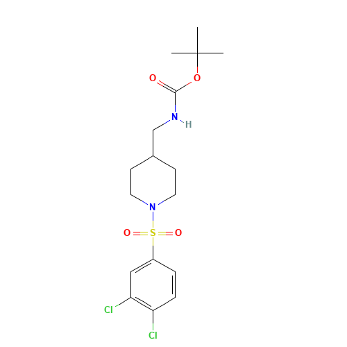 tert-butyl N-[[1-(3,4-dichlorophenyl)sulfonylpiperidin-4-yl]methyl]carbamate (CAS: 1429187-72-3) - Chemical Structure and Molecular Formula 