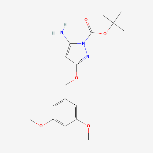 tert-butyl 5-amino-3-[(3,5-dimethoxyphenyl)methoxy]pyrazole-1-carboxylate (CAS: 1035270-71-3) - Chemical Structure and Molecular Formula 