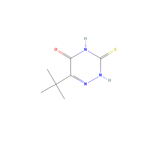 6-tert-butyl-3-sulfanylidene-2H-1,2,4-triazin-5-one (CAS: 66392-60-7) - Chemical Structure and Molecular Formula 