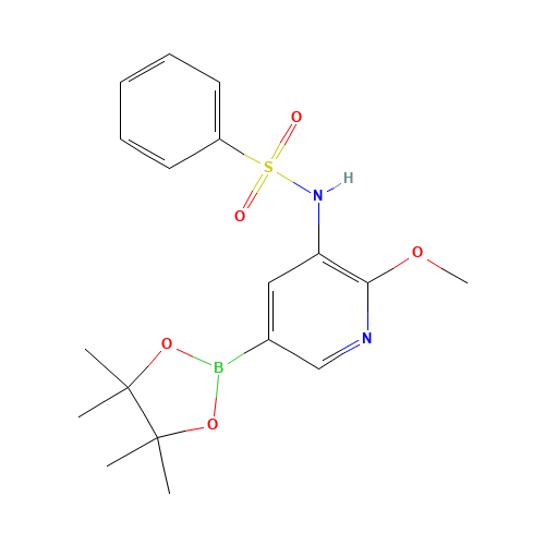N-[2-methoxy-5-(4,4,5,5-tetramethyl-1,3,2-dioxaborolan-2-yl)pyridin-3-yl]benzenesulfonamide (CAS: 1083326-67-3) - Related Chemical Product