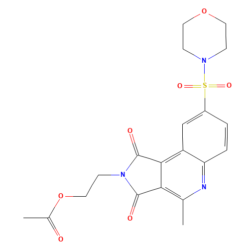 2-(4-methyl-8-morpholin-4-ylsulfonyl-1,3-dioxopyrrolo[3,4-c]quinolin-2-yl)ethyl acetate (CAS: 745046-84-8) - Chemical Structure and Molecular Formula 