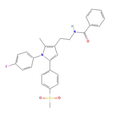 N-[2-[1-(4-fluorophenyl)-2-methyl-5-(4-methylsulfonylphenyl)pyrrol-3-yl]ethyl]benzamide (CAS: 1005451-72-8) - Related Chemical Product