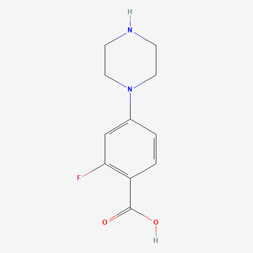 2-fluoro-4-piperazin-1-ylbenzoic acid (CAS: 1121613-69-1) - Chemical Structure and Molecular Formula 