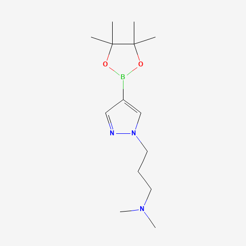N,N-dimethyl-3-[4-(4,4,5,5-tetramethyl-1,3,2-dioxaborolan-2-yl)pyrazol-1-yl]propan-1-amine (CAS: 847818-72-8) - Chemical Structure and Molecular Formula 