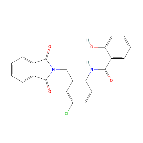 N-[4-chloro-2-[(1,3-dioxoisoindol-2-yl)methyl]phenyl]-2-hydroxybenzamide (CAS: 693288-97-0) - Chemical Structure and Molecular Formula 
