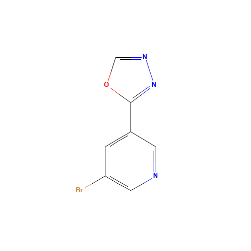 2-(5-bromopyridin-3-yl)-1,3,4-oxadiazole (CAS: 924869-13-6) - Chemical Structure and Molecular Formula 