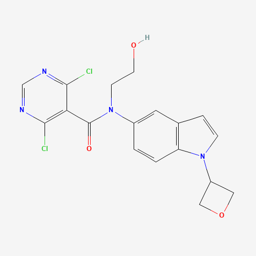 4,6-dichloro-N-(2-hydroxyethyl)-N-[1-(oxetan-3-yl)indol-5-yl]pyrimidine-5-carboxamide (CAS: 1610800-60-6) - Related Chemical Product