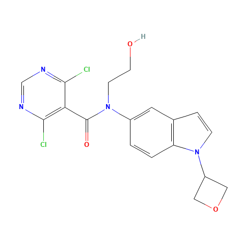 4,6-dichloro-N-(2-hydroxyethyl)-N-[1-(oxetan-3-yl)indol-5-yl]pyrimidine-5-carboxamide (CAS: 1610800-60-6) - Related Chemical Product