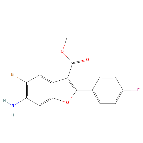 methyl 6-amino-5-bromo-2-(4-fluorophenyl)-1-benzofuran-3-carboxylate (CAS: 1333225-33-4) - Chemical Structure and Molecular Formula 