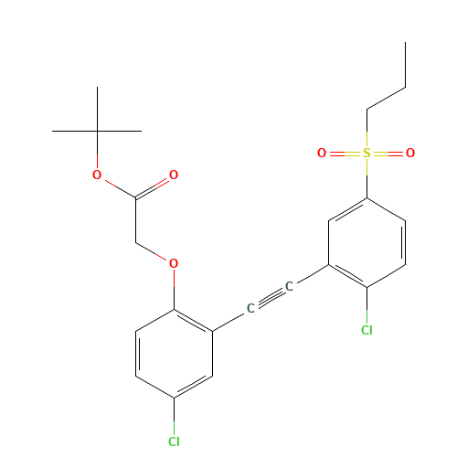 tert-butyl 2-[4-chloro-2-[2-(2-chloro-5-propylsulfonylphenyl)ethynyl]phenoxy]acetate (CAS: 1240287-81-3) - Chemical Structure and Molecular Formula 