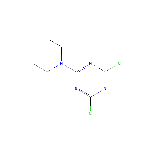 4,6-dichloro-N,N-diethyl-1,3,5-triazin-2-amine (CAS: 1722-19-6) - Chemical Structure and Molecular Formula 