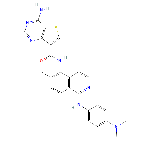 4-amino-N-[1-[4-(dimethylamino)anilino]-6-methylisoquinolin-5-yl]thieno[3,2-d]pyrimidine-7-carboxamide (CAS: 1446111-60-9) - Related Chemical Product