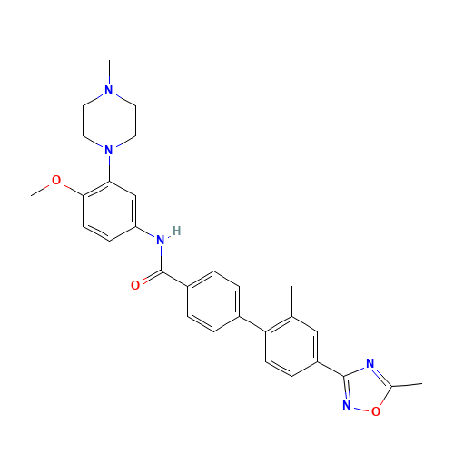 N-[4-methoxy-3-(4-methylpiperazin-1-yl)phenyl]-4-[2-methyl-4-(5-methyl-1,2,4-oxadiazol-3-yl)phenyl]benzamide (CAS: 148672-13-3) - Related Chemical Product