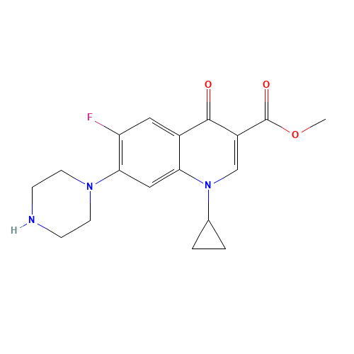 methyl 1-cyclopropyl-6-fluoro-4-oxo-7-piperazin-1-ylquinoline-3-carboxylate (CAS: 107884-23-1) - Related Chemical Product