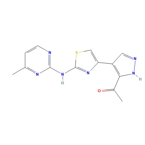 1-[4-[2-[(4-methylpyrimidin-2-yl)amino]-1,3-thiazol-4-yl]-1H-pyrazol-5-yl]ethanone (CAS: 1235313-20-8) - Related Chemical Product