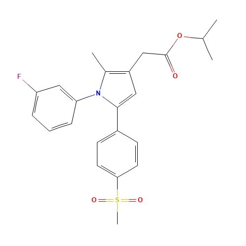 propan-2-yl 2-[1-(3-fluorophenyl)-2-methyl-5-(4-methylsulfonylphenyl)pyrrol-3-yl]acetate (CAS: 1005451-41-1) - Chemical Structure and Molecular Formula 