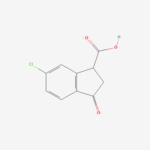 5-chloro-3-oxo-1,2-dihydroindene-1-carboxylic acid (CAS: 66041-31-4) - Chemical Structure and Molecular Formula 