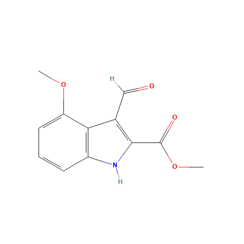 methyl 3-formyl-4-methoxy-1H-indole-2-carboxylate (CAS: 858747-09-8) - Chemical Structure and Molecular Formula 