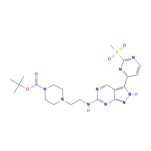 tert-butyl 4-[2-[[3-(2-methylsulfonylpyrimidin-4-yl)-2H-pyrazolo[3,4-d]pyrimidin-6-yl]amino]ethyl]piperazine-1-carboxylate (CAS: 1386399-03-6) - Related Chemical Product