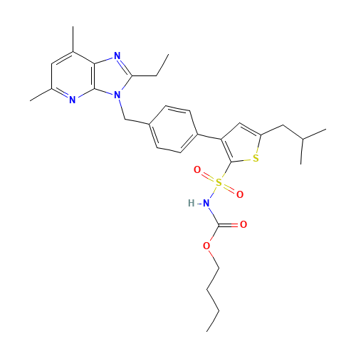 butyl N-[3-[4-[(2-ethyl-5,7-dimethylimidazo[4,5-b]pyridin-3-yl)methyl]phenyl]-5-(2-methylpropyl)thiophen-2-yl]sulfonylcarbamate (CAS: 151488-11-8) - Related Chemical Product