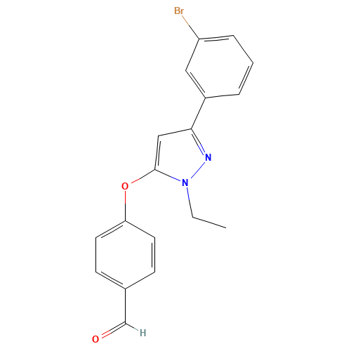 4-[5-(3-bromophenyl)-2-ethylpyrazol-3-yl]oxybenzaldehyde (CAS: 1289203-72-0) - Chemical Structure and Molecular Formula 