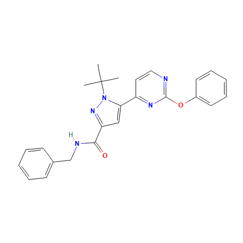 N-benzyl-1-tert-butyl-5-(2-phenoxypyrimidin-4-yl)pyrazole-3-carboxamide (CAS: 1403332-60-4) - Related Chemical Product
