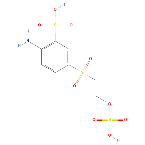 2-amino-5-(2-sulfooxyethylsulfonyl)benzenesulfonic acid (CAS: 42986-22-1) - Chemical Structure and Molecular Formula 