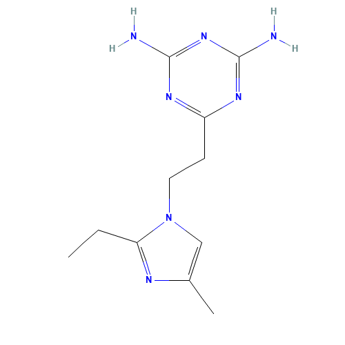 6-[2-(2-ethyl-4-methylimidazol-1-yl)ethyl]-1,3,5-triazine-2,4-diamine (CAS: 50729-78-7) - Related Chemical Product