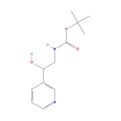 tert-butyl N-(2-hydroxy-2-pyridin-3-ylethyl)carbamate (CAS: 496836-39-6) - Chemical Structure and Molecular Formula 