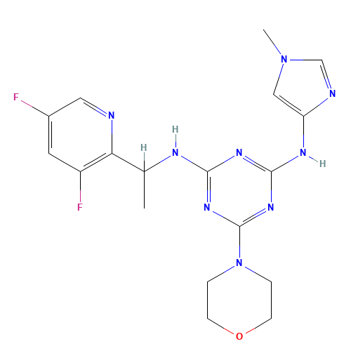 2-N-[1-(3,5-difluoropyridin-2-yl)ethyl]-4-N-(1-methylimidazol-4-yl)-6-morpholin-4-yl-1,3,5-triazine-2,4-diamine (CAS: 1200604-86-9) - Related Chemical Product