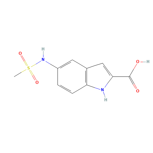 5-(methanesulfonamido)-1H-indole-2-carboxylic acid (CAS: 150975-95-4) - Chemical Structure and Molecular Formula 
