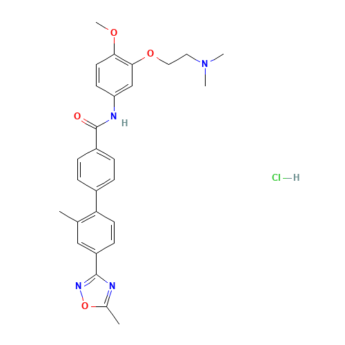 N-[3-[2-(dimethylamino)ethoxy]-4-methoxyphenyl]-4-[2-methyl-4-(5-methyl-1,2,4-oxadiazol-3-yl)phenyl]benzamide;hydrochloride (CAS: 193611-67-5) - Related Chemical Product