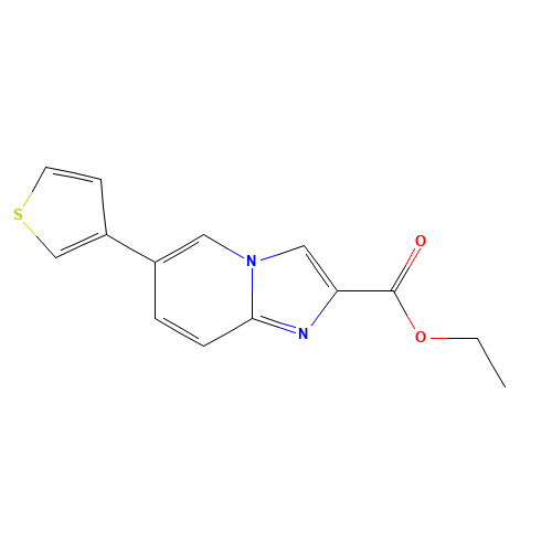 ethyl 6-thiophen-3-ylimidazo[1,2-a]pyridine-2-carboxylate (CAS: 1167626-80-3) - Chemical Structure and Molecular Formula 