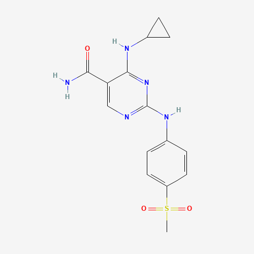 4-(cyclopropylamino)-2-(4-methylsulfonylanilino)pyrimidine-5-carboxamide (CAS: 1198302-13-4) - Chemical Structure and Molecular Formula 