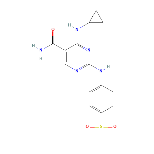 4-(cyclopropylamino)-2-(4-methylsulfonylanilino)pyrimidine-5-carboxamide (CAS: 1198302-13-4) - Related Chemical Product