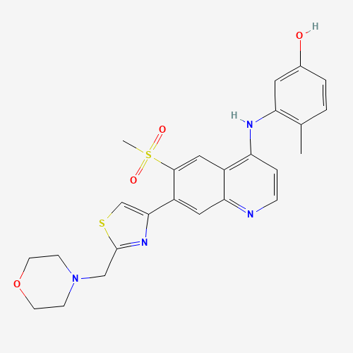 4-methyl-3-[[6-methylsulfonyl-7-[2-(morpholin-4-ylmethyl)-1,3-thiazol-4-yl]quinolin-4-yl]amino]phenol (CAS: 955879-81-9) - Related Chemical Product