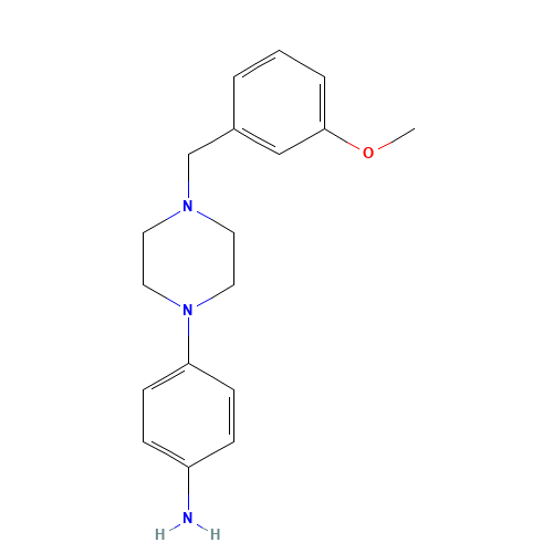 4-[4-[(3-methoxyphenyl)methyl]piperazin-1-yl]aniline (CAS: 835633-77-7) - Chemical Structure and Molecular Formula 