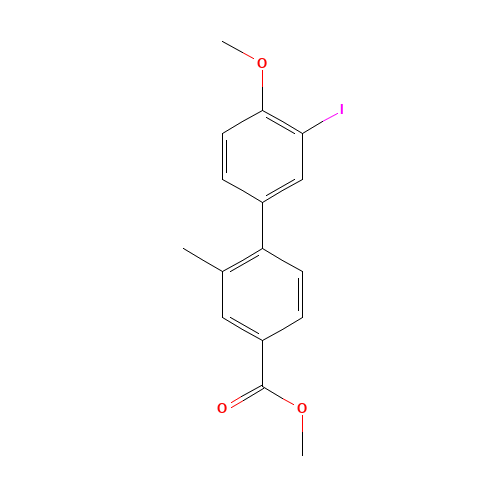 methyl 4-(3-iodo-4-methoxyphenyl)-3-methylbenzoate (CAS: 934842-18-9) - Chemical Structure and Molecular Formula 
