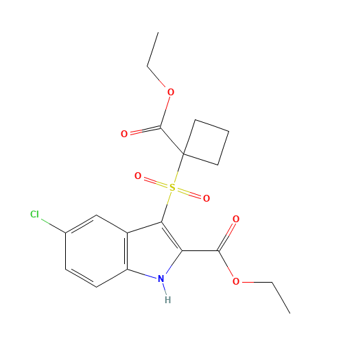 ethyl 5-chloro-3-(1-ethoxycarbonylcyclobutyl)sulfonyl-1H-indole-2-carboxylate (CAS: 1202642-16-7) - Related Chemical Product