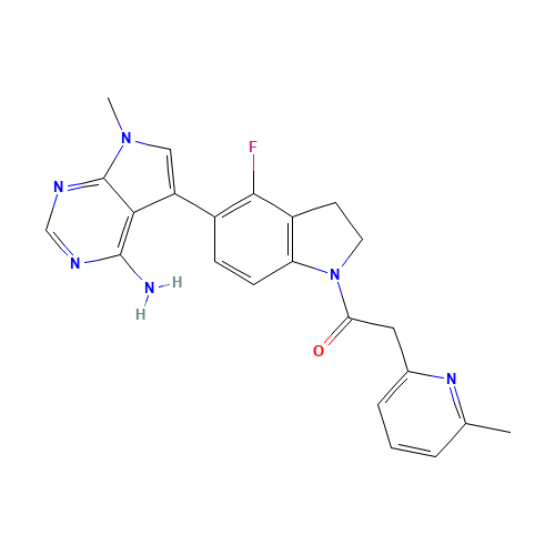 1-[5-(4-amino-7-methylpyrrolo[2,3-d]pyrimidin-5-yl)-4-fluoro-2,3-dihydroindol-1-yl]-2-(6-methylpyridin-2-yl)ethanone (CAS: 1337532-29-2) - Related Chemical Product