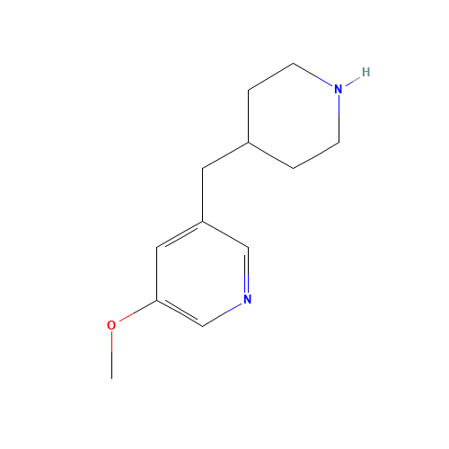 3-methoxy-5-(piperidin-4-ylmethyl)pyridine (CAS: 1225218-79-0) - Chemical Structure and Molecular Formula 