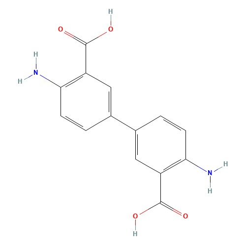 2-amino-5-(4-amino-3-carboxyphenyl)benzoic acid (CAS: 2130-56-5) - Chemical Structure and Molecular Formula 