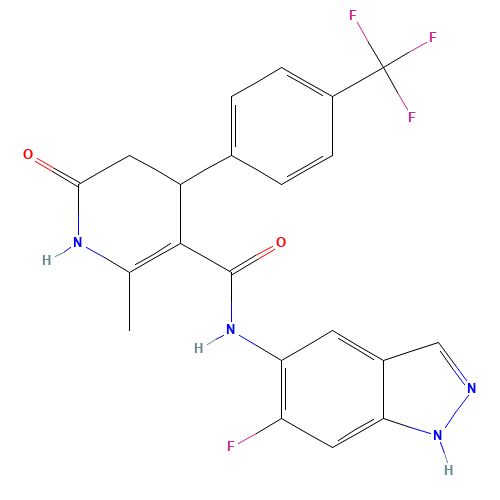 N-(6-fluoro-1H-indazol-5-yl)-6-methyl-2-oxo-4-[4-(trifluoromethyl)phenyl]-3,4-dihydro-1H-pyridine-5-carboxamide (CAS: 864082-47-3) - Related Chemical Product