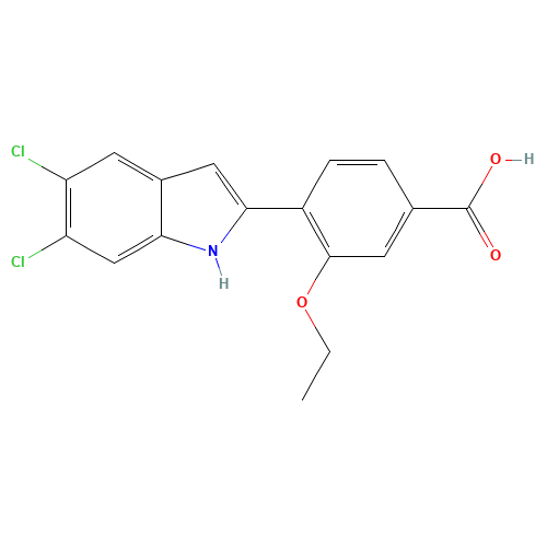 4-(5,6-dichloro-1H-indol-2-yl)-3-ethoxybenzoic acid (CAS: 318262-63-4) - Chemical Structure and Molecular Formula 
