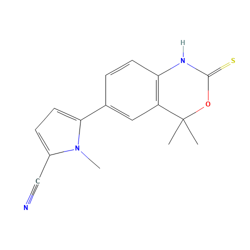 5-(4,4-dimethyl-2-sulfanylidene-1H-3,1-benzoxazin-6-yl)-1-methylpyrrole-2-carbonitrile (CAS: 304853-42-7) - Related Chemical Product