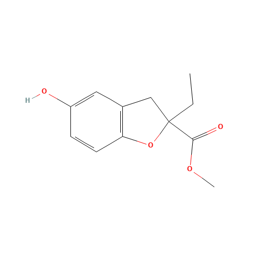 methyl 2-ethyl-5-hydroxy-3H-1-benzofuran-2-carboxylate (CAS: 653578-24-6) - Chemical Structure and Molecular Formula 
