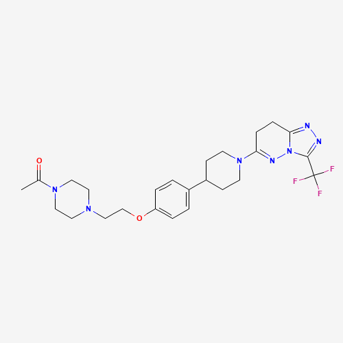 1-[4-[2-[4-[1-[3-(trifluoromethyl)-7,8-dihydro-[1,2,4]triazolo[4,3-b]pyridazin-6-yl]piperidin-4-yl]phenoxy]ethyl]piperazin-1-yl]ethanone (CAS: 1240299-33-5) - Related Chemical Product