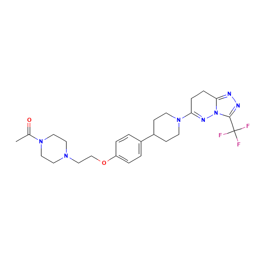 1-[4-[2-[4-[1-[3-(trifluoromethyl)-7,8-dihydro-[1,2,4]triazolo[4,3-b]pyridazin-6-yl]piperidin-4-yl]phenoxy]ethyl]piperazin-1-yl]ethanone (CAS: 1240299-33-5) - Related Chemical Product