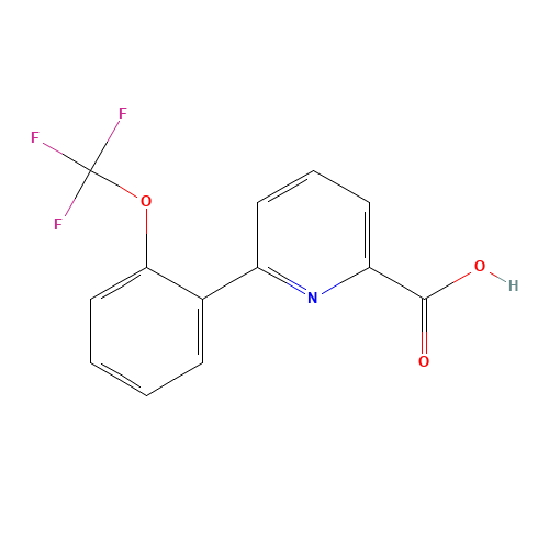 6-[2-(trifluoromethoxy)phenyl]pyridine-2-carboxylic acid (CAS: 887983-48-4) - Chemical Structure and Molecular Formula 