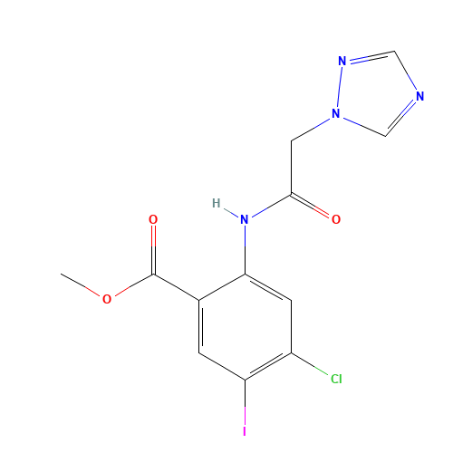 methyl 4-chloro-5-iodo-2-[[2-(1,2,4-triazol-1-yl)acetyl]amino]benzoate (CAS: 1398336-55-4) - Chemical Structure and Molecular Formula 